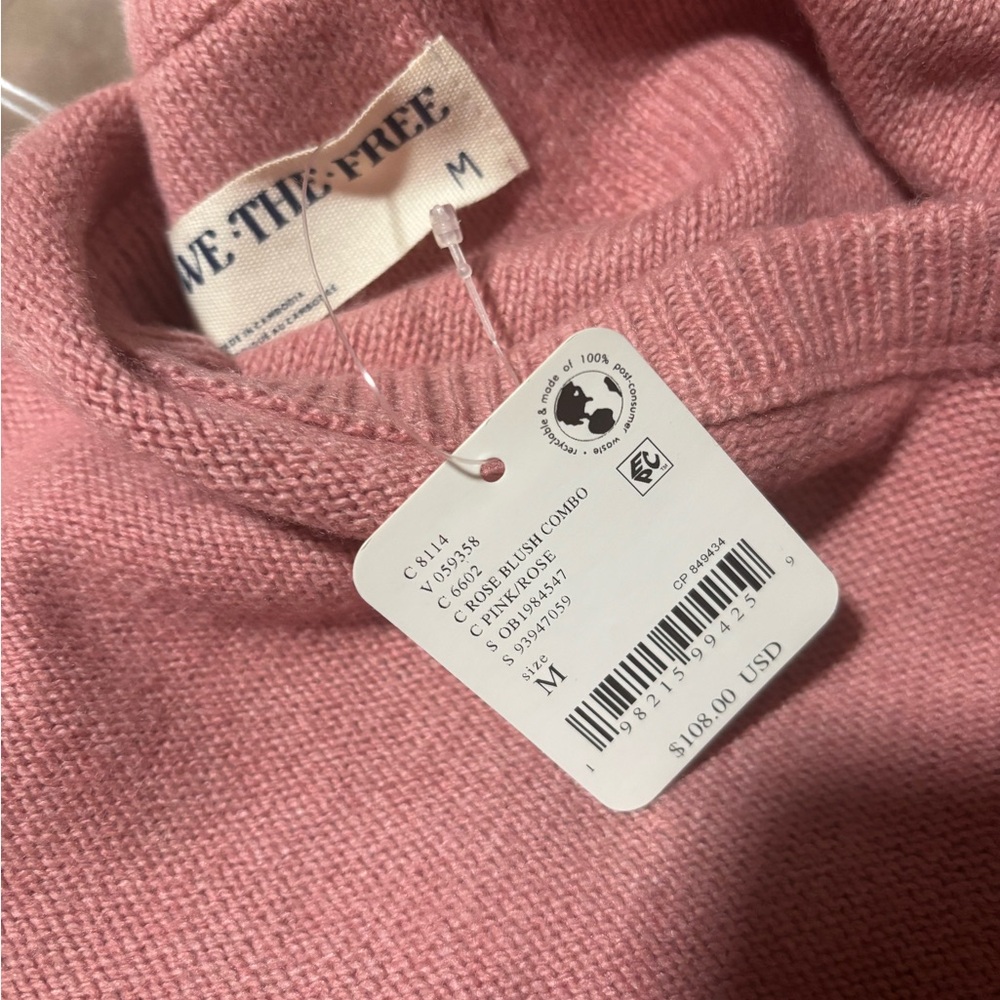 We The Free Blush and Mustard Crew Neck Sweater - Picture 3 of 3